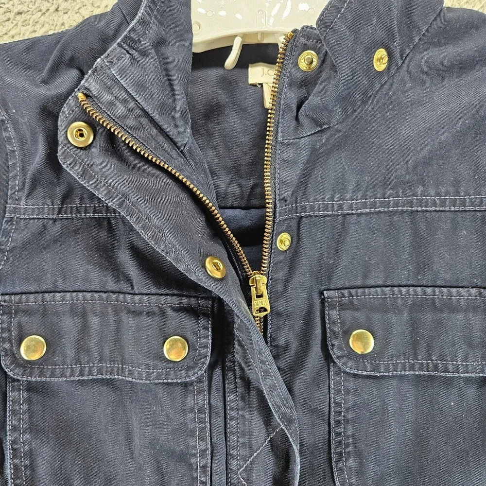 J Crew Women's Jacket Navy Blue Military Field Cargo Jacket‎ Small S Full Zip Up
